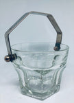 Vintage Glass Ice Bucket Silver Plate Handle