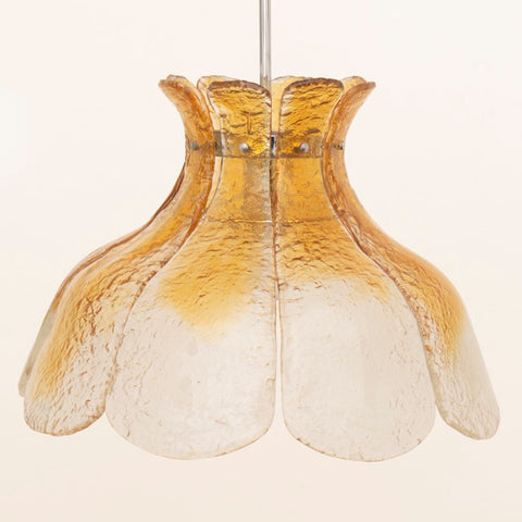 1970s Murano Amber Glass Petal Pendant Light by Carl Nason for Mazzega