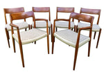 Vintage set of 6 Niels O. Møller Teak Dining Chairs Model 77 + 57