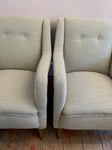 Pair of 1950s French Reupholstered Armchairs